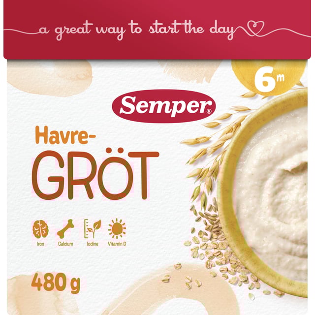 Semper Havregröt Mild & Naturell 480 g | Mat & dryck - Barnmat - Gröt,Baby, barn & förälder - Barnmat - Gröt | Apoteka