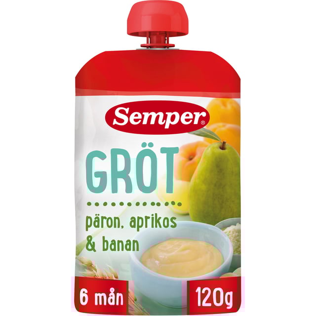 Semper Grötklämmis Päron, Aprikos & Banan 120g | Mat & dryck - Barnmat - Barnmat mellanmål,Baby, barn & förälder - Barnmat - Barnmat mellanmål,Baby, barn & förälder - Barnmat - Klämmisar | Apoteka
