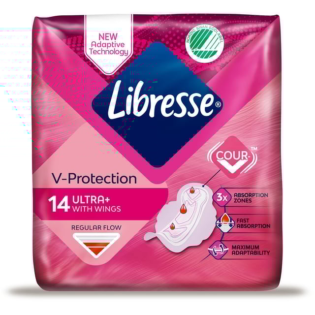 Libresse Freshness & Protection Ultra+ Wings Binda 14 st | Intimvård - Mensskydd - Binda | Apoteka