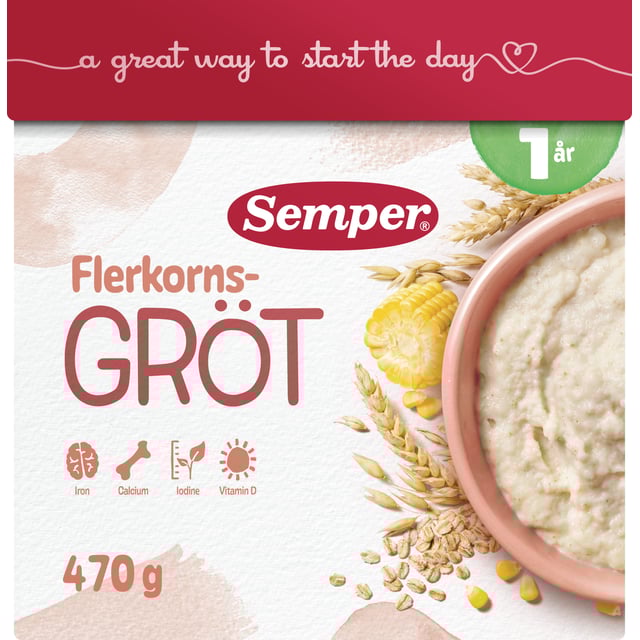 Semper Flerkornsgröt från 1 år 470 g | Mat & dryck - Barnmat - Gröt,Baby, barn & förälder - Barnmat - Gröt | Apoteka