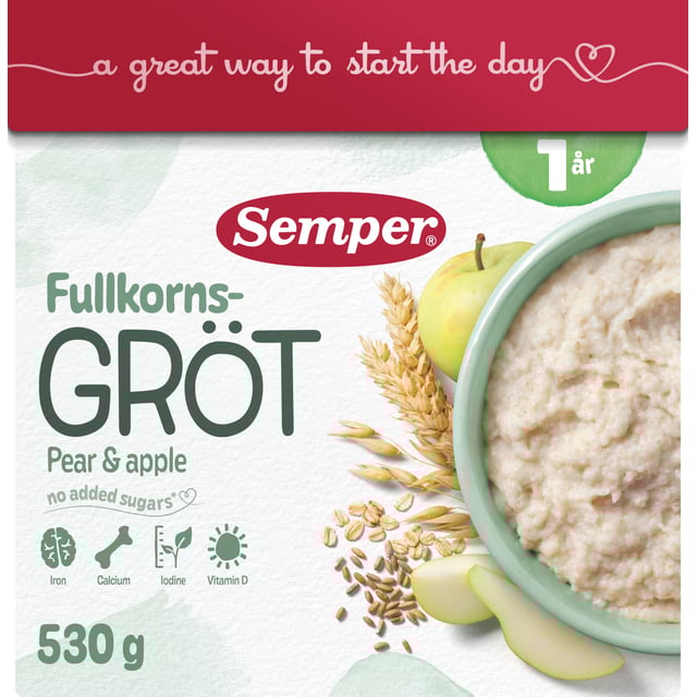 Semper Fullkornsgröt med frukt 1 år 530g | Mat & dryck - Barnmat - Gröt,Baby, barn & förälder - Barnmat - Gröt | Apoteka