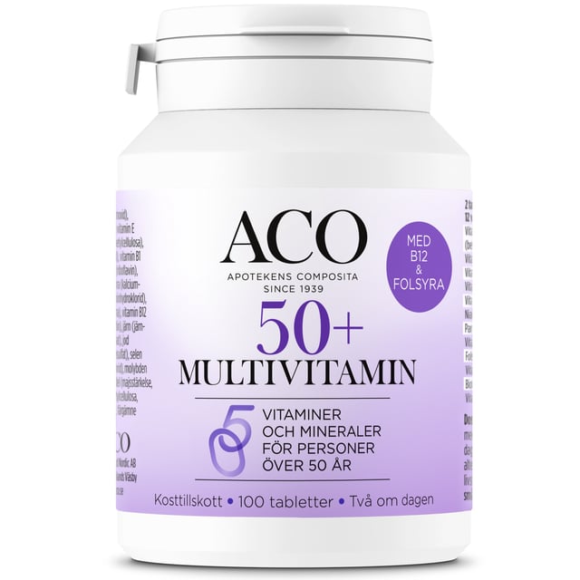 ACO 50+ Multivitamin 100 tabletter | Vitaminer & kosttillskott - Vitaminer & mineraler - Multivitamin - Multivitaminkomplex | Apoteka
