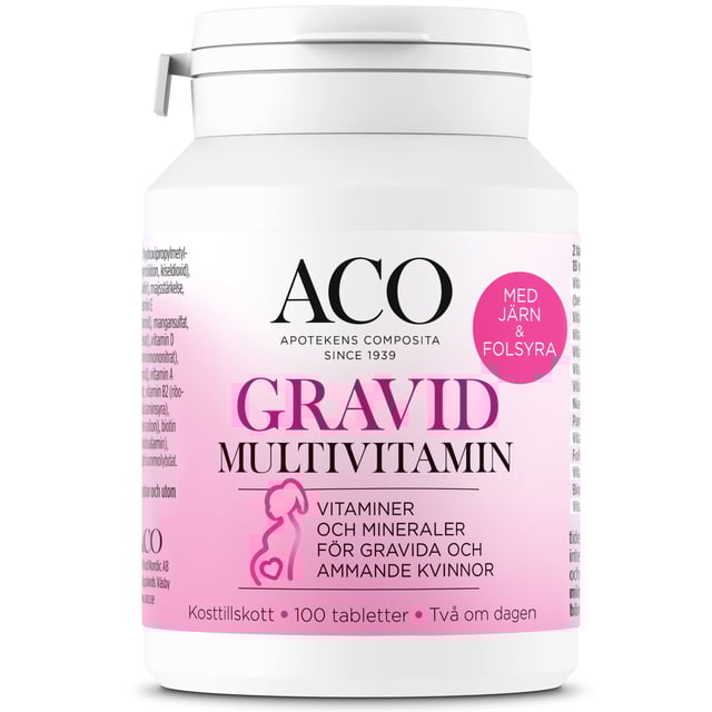 ACO Gravid Multivitamin 100 tabletter | Vitaminer & kosttillskott - Vitaminer & mineraler - Multivitamin - Multivitamin för gravida,Vitaminer & kosttillskott - Vitaminer & mineraler - Multivitamin - Multivitaminkomplex,Graviditet - Kosttillskott för gravida | Apoteka