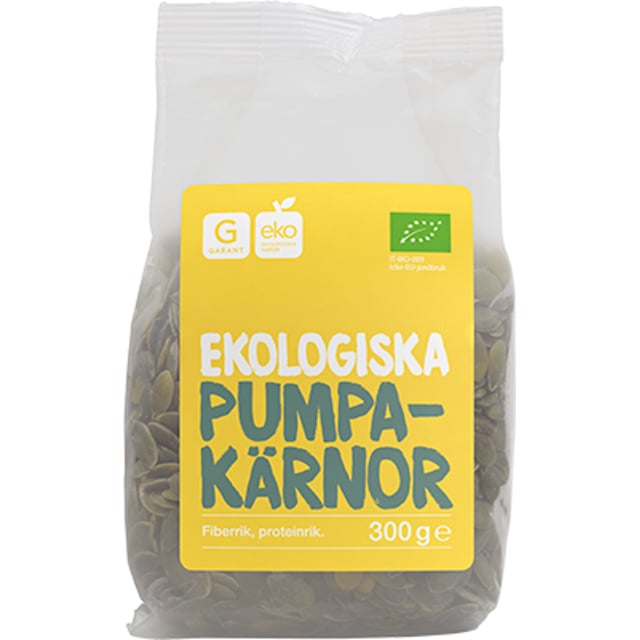 Garant Ekologiska Pumpakärnor 300g | Mat & dryck - Skafferi - Torkad frukt, nötter & frön,Mat & dryck - Snacks & godis - Naturgodis | Apoteka