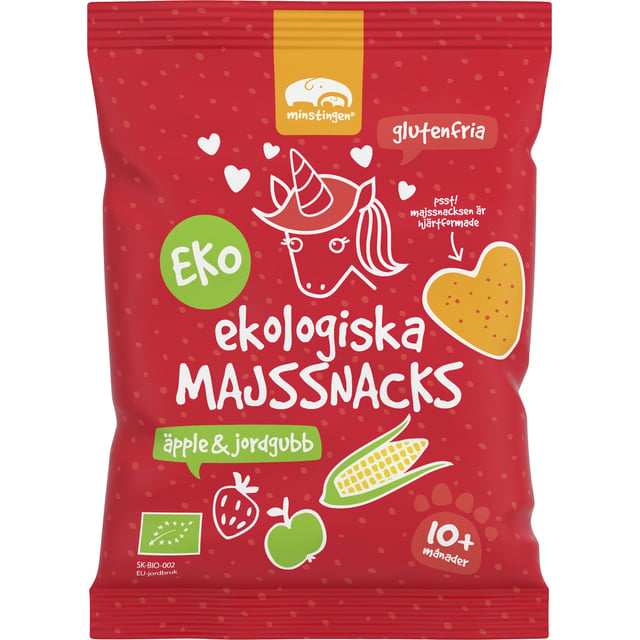 Minstingen Ekologiska Majssnacks Äpple & Jordgubb 20 g