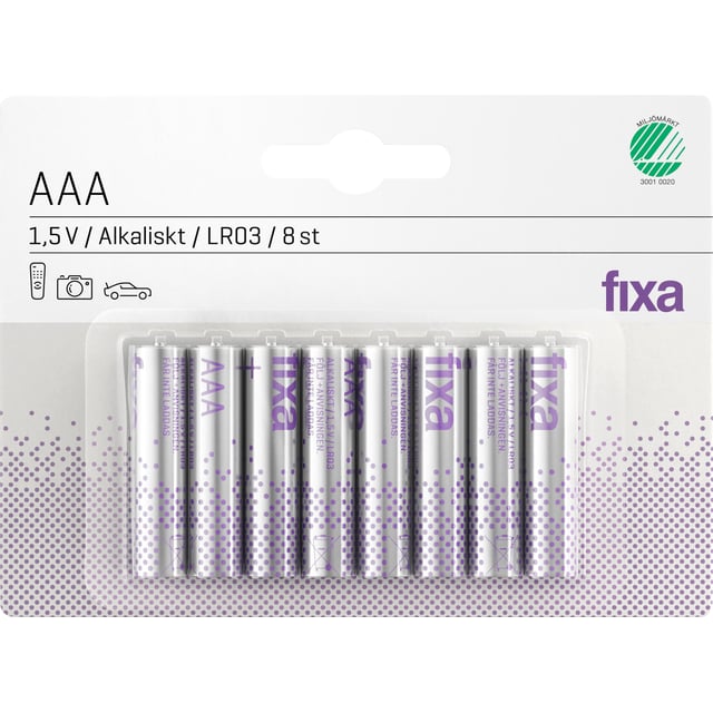 Fixa AAA 8P | Hjälpmedel & säkerhet - Batterier | Apoteka