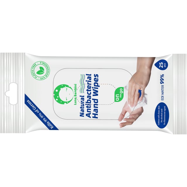 Luna Bambini Hand Wipes 100% viscose 25 wipes