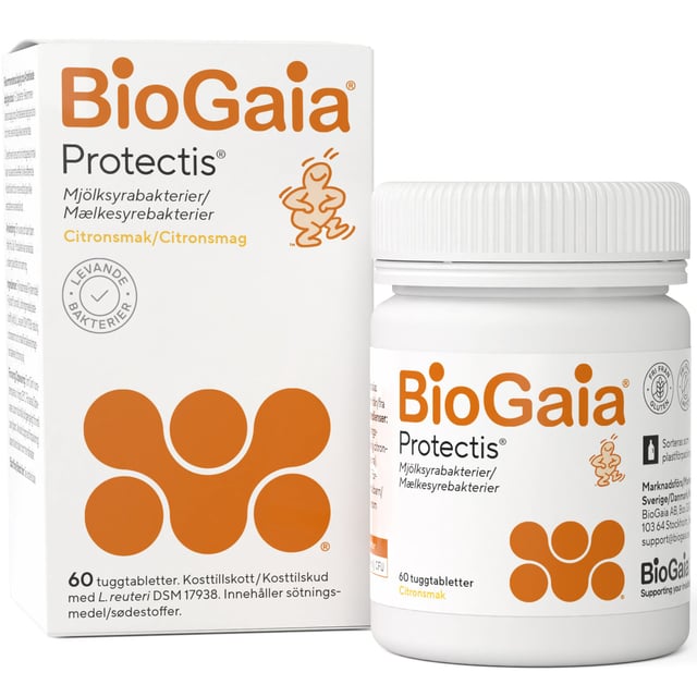 BioGaia Protectis Mjölksyrabakterier 60 tuggtabletter | Vitaminer & kosttillskott - Kosttillskott för mage - Mjölksyrabakterier,Mage & tarm - Mjölksyratabletter | Apoteka