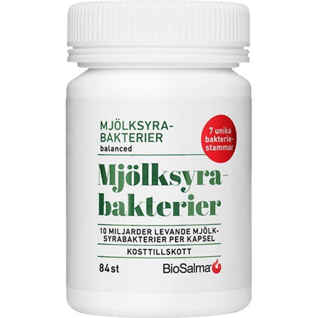 BioSalma Mjölksyrabakterier 10 miljarder 7 stammar 84 kapslar | Vitaminer & kosttillskott - Kosttillskott för mage - Mjölksyrabakterier,Mage & tarm - Mjölksyratabletter,Hjälpmedel & säkerhet - Till resan | Apoteka