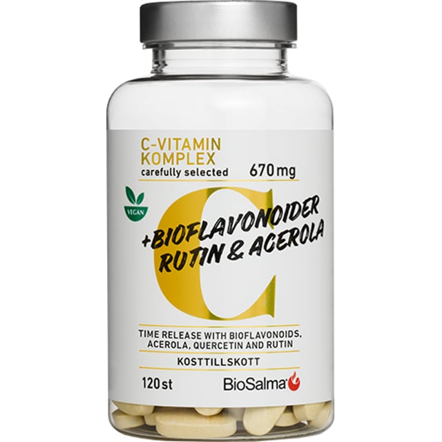 BioSalma C-vitamin 670mg + Bioflavonoider 120 tabletter | Vitaminer & kosttillskott - Vitaminer & mineraler - C-vitamin | Apoteka