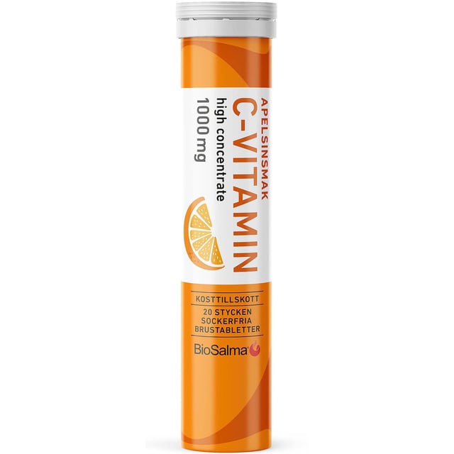 BioSalma C-vitamin 1000 mg Apelsin 20 brustabletter | Vitaminer & kosttillskott - Vitaminer & mineraler - C-vitamin | Apoteka
