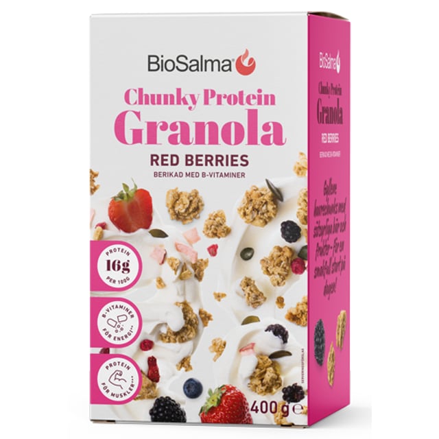 BioSalma Chunky Protein Granola Red Berries 400 g | Mat & dryck - Skafferi - Gröt, flingor & müsli | Apoteka