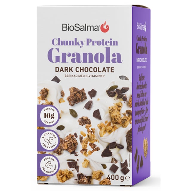 BioSalma Chunky Protein Granola Dark Chocolate 400 g | Mat & dryck - Skafferi - Gröt, flingor & müsli | Apoteka