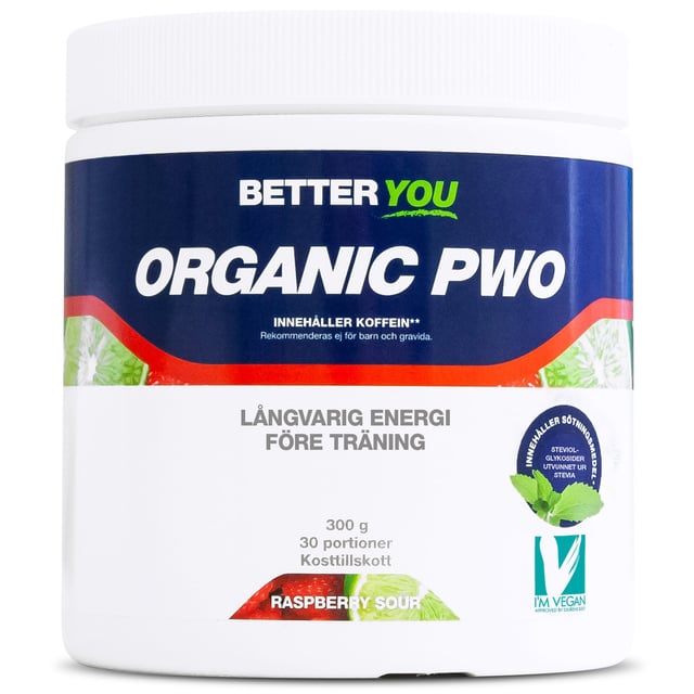 Better You Organic PWO Raspberry Sour 300 g | Träning - Energigivande - PWO,Vitaminer & kosttillskott - Energi & fokus | Apoteka