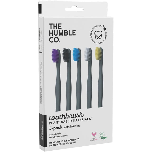 The Humble Co. Växtbaserade Tandborstar 5-pack - Blandade färger
