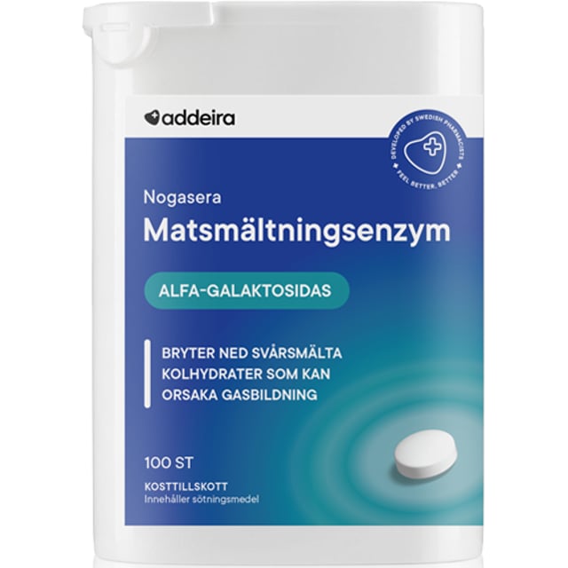 Addeira Nogasera tuggtablett 100 st | Vitaminer & kosttillskott - Kosttillskott för mage - Matsmältningsenzymer | Apoteka