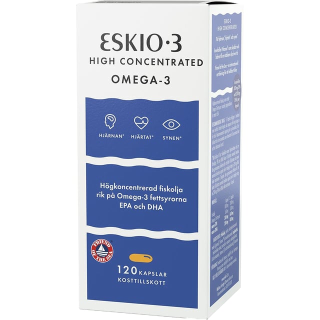 Eskio-3 High Omega-3 Fiskolja 120 kapslar | Vitaminer & kosttillskott - Omega-3 & fettsyror | Apoteka
