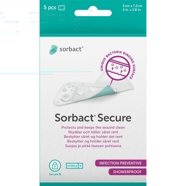 Sorbact Secure 5 x 7,2cm 5st | Sår, bett & stick - Sår - Plåster - Universalplåster | Apoteka