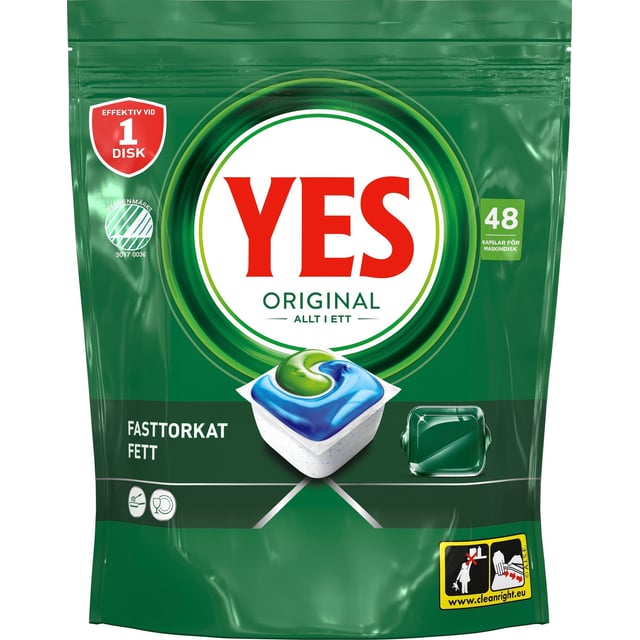 Yes Original All In One Maskindiskmedel, 48 Diskmaskinstabletter | Hushåll - Diskmedel | Apoteka