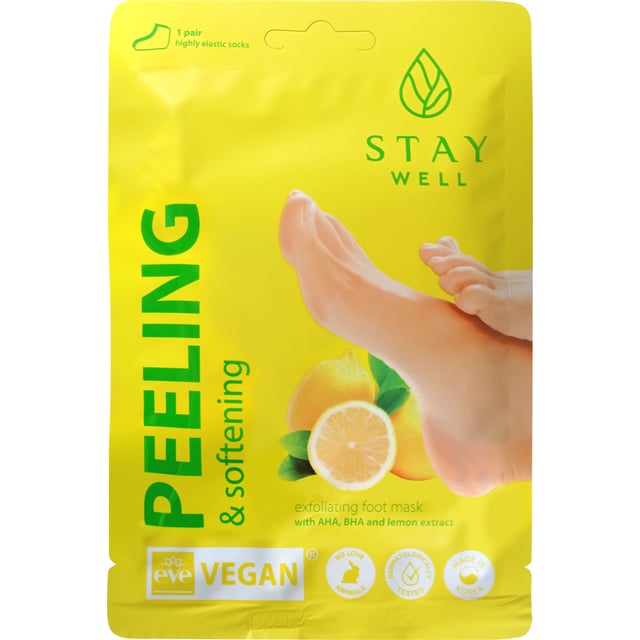 STAY Well Peeling & Softening Foot Mask Lemon 1 par | Hudvård - Händer & fötter - Fotvård - Fotskrubb,Hudvård - Händer & fötter - Fotvård - Förhårdnader & sprickor | Apoteka