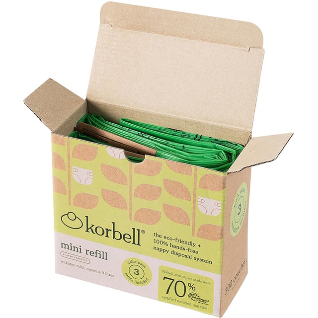Korbell Mini Refill 3-pack GRS-certifierad | Baby, barn & förälder - Blöjor & våtservetter - Blöjpåsar & blöjhinkar | Apoteka