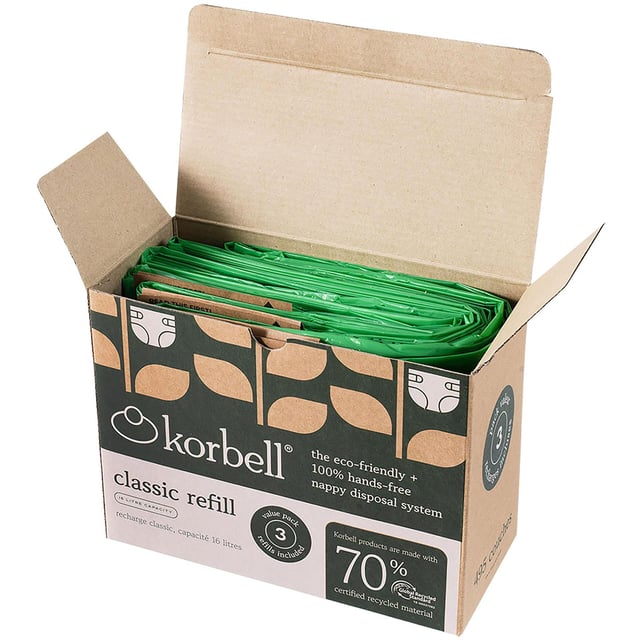 Korbell Classic Refill 3-pack GRS-certifierad | Baby, barn & förälder - Blöjor & våtservetter - Blöjpåsar & blöjhinkar | Apoteka