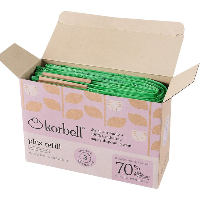 Korbell PLUS Refill 3-pack GRS-certifierad | Baby, barn & förälder - Blöjor & våtservetter - Blöjpåsar & blöjhinkar | Apoteka