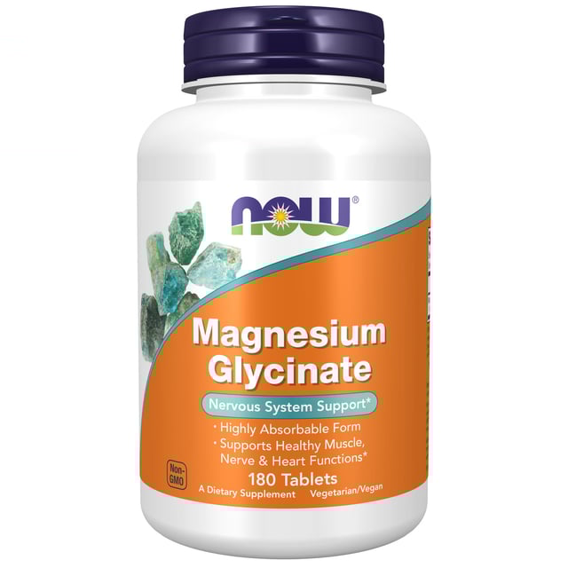 Now Magnesium Glycinate 180 tabletter | Vitaminer & kosttillskott - Vitaminer & mineraler - Magnesium | Apoteka