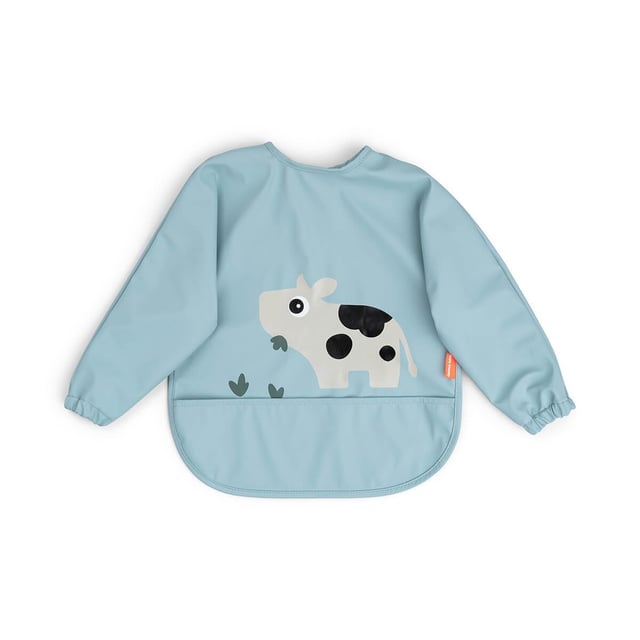 Done by Deer Sleeved pocket Bib Tiny Farm Blue | Baby, barn & förälder - Mata - Haklappar | Apoteka