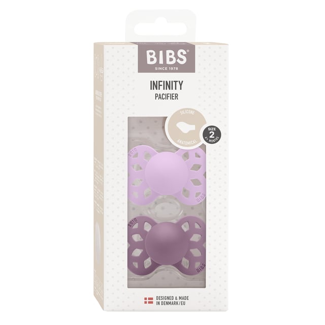 BIBS Pacifier Infinity Anatomical Silicone 6+ månader Size 2 Violet Sky/Mauve 2 st | Baby, barn & förälder - Nappar & napphållare - Nappar | Apoteka
