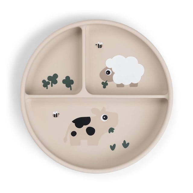 Done by Deer Stick&Stay Compartment Plate Tiny Farm Sand | Baby, barn & förälder - Mata - Barntallrikar & barnbestick | Apoteka