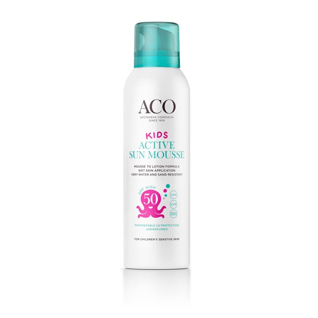 ACO Sun Kids Active Mousse SPF50 Oparfymerad 150 ml | Baby, barn & förälder - Solskydd för barn - Solkräm för barn,Hudvård - Solskydd - Solskydd för kroppen | Apoteka
