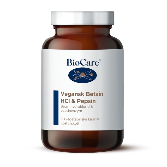 BioCare Vegansk Betain HCL & Pepsin 90 kapslar | Vitaminer & kosttillskott - Kosttillskott för mage - Matsmältningsenzymer | Apoteka