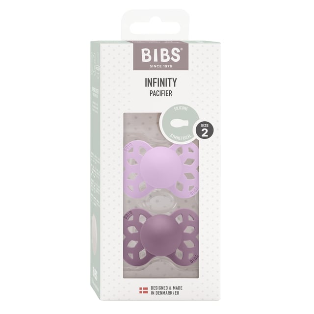 BIBS Pacifier Infinity Symmetrical Silicone 6+ månader Size 2 Violet Sky/Mauve 2 st | Baby, barn & förälder - Nappar & napphållare - Nappar | Apoteka