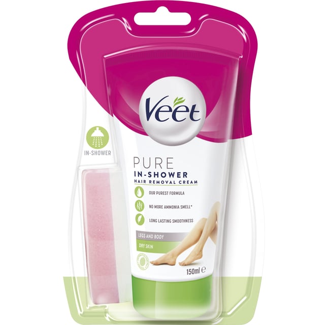 Veet Pure In Shower Hair Removal Cream Legs & Body Dry Skin 150 ml | Hudvård - Rakning & hårborttagning - Hårborttagningskräm | Apoteka
