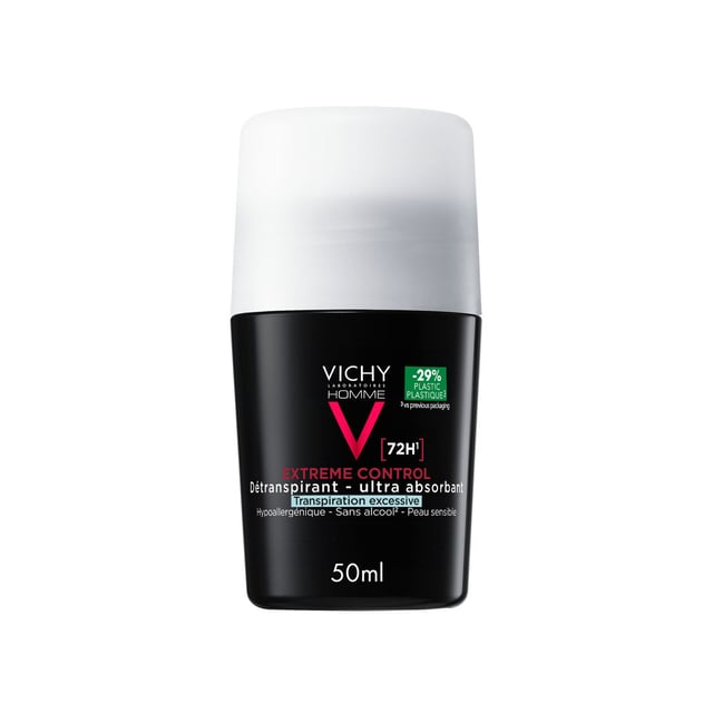Vichy Homme 72H Extreme Control Anti-perspirant Deodorant Roll-On 50 ml | Hudvård - Hudvård för män - Kroppsvård för män - Deodorant,Hudvård - Kroppsvård - Deodorant | Apoteka