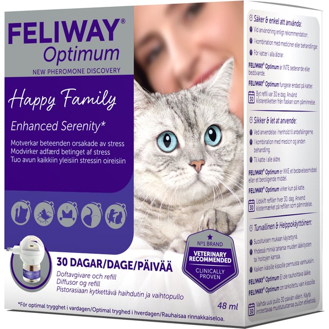 Feliway Optimum Doftavgivare & Refill 48 ml | Djur - Rädsla & oro - Lugnande för katt | Apoteka