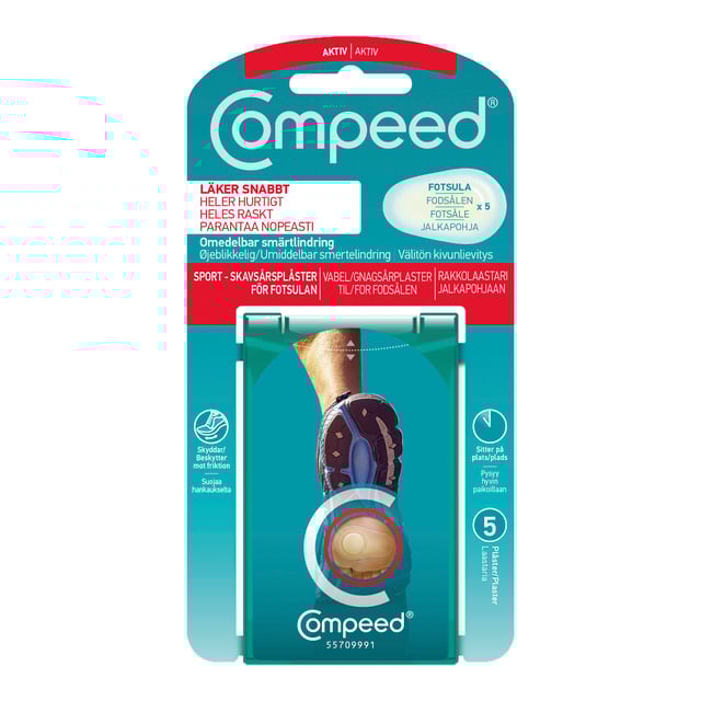 Compeed Plåster för behandling av blåsor fotsula 5 st | Sår, bett & stick - Sår - Plåster - Skavsårsplåster,Hudvård - Händer & fötter - Skavsårsplåster | Apoteka