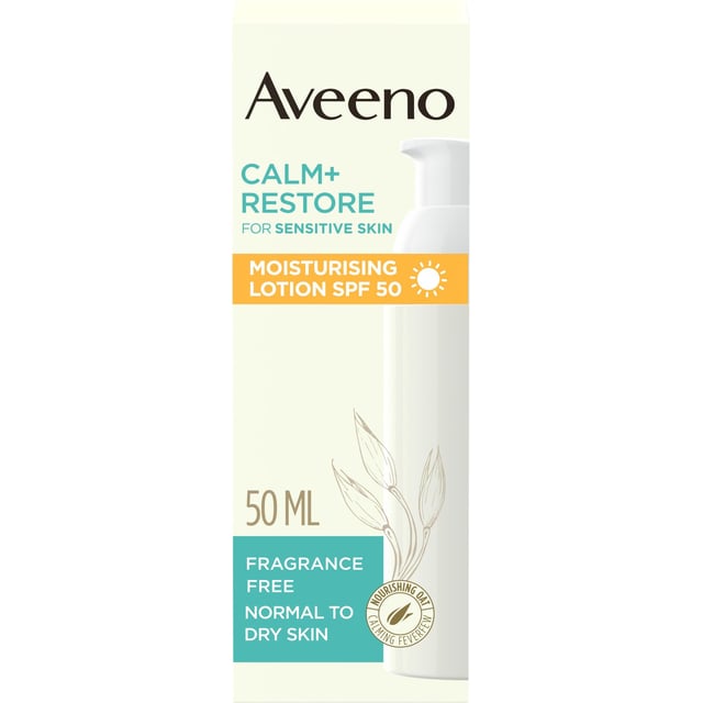 Aveeno Calm Moisture Lotion SPF 50 | Hudvård - Solskydd - Solskydd för ansikte | Apoteka