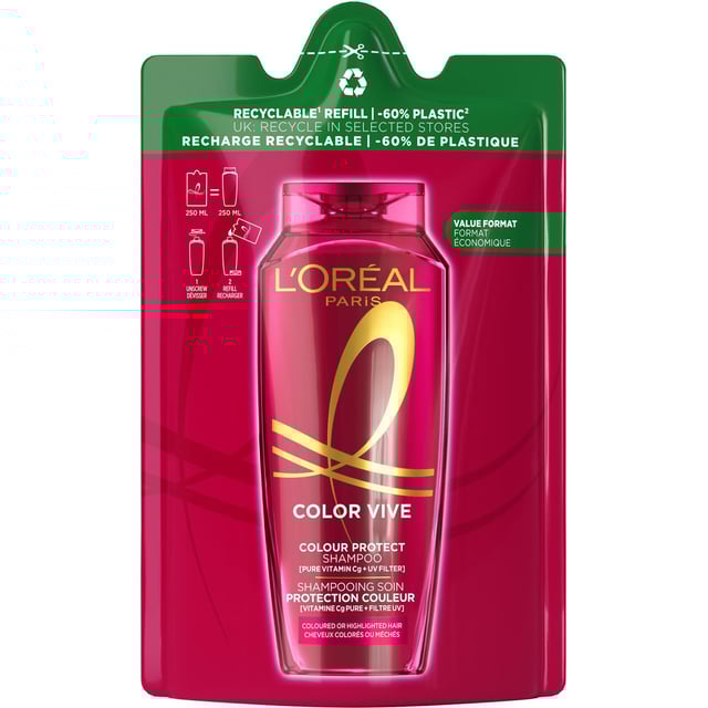 LOréal Paris Elvital Color Vive Shampoo Refill 250 ml | Hårvård - Schampo - Schampo för färgat hår | Apoteka
