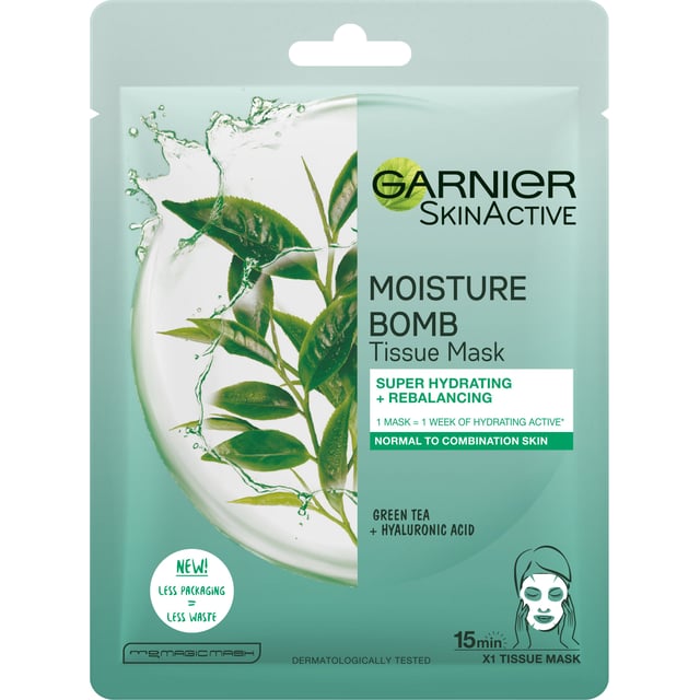 Garnier Skin Active Tissue Mask Moisture Bomb Green Tea 1 st | Hudvård - Ansiktsvård - Ansiktsmask - Sheet mask | Apoteka