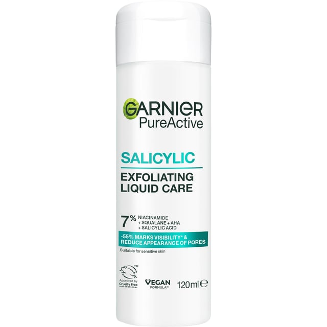 Garnier PureActive Exfoliating Liquid Care Rengörande Ansiktsvatten för oren hud 120 ml | Hudvård - Ansiktsvård - Ansiktsrengöring - Ansiktsvatten & toner,Hudvård - Ansiktsvård - Ansiktsexfoliering | Apoteka