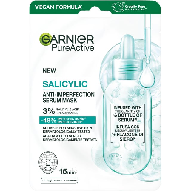 Garnier PureActive Salicylic Anti-imperfection serum mask 28 g | Hudvård - Ansiktsvård - Ansiktsmask - Djuprengörande ansiktsmask | Apoteka