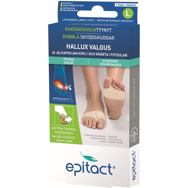 Epitact Dubbla Skyddskuddar L 2st | Träning - Sportskador & skydd - Sporttejp,Hudvård - Händer & fötter - Tillbehör händer & fötter,Hjälpmedel & säkerhet - Tåskydd,Hjälpmedel & säkerhet - Stödstrumpor | Apoteka