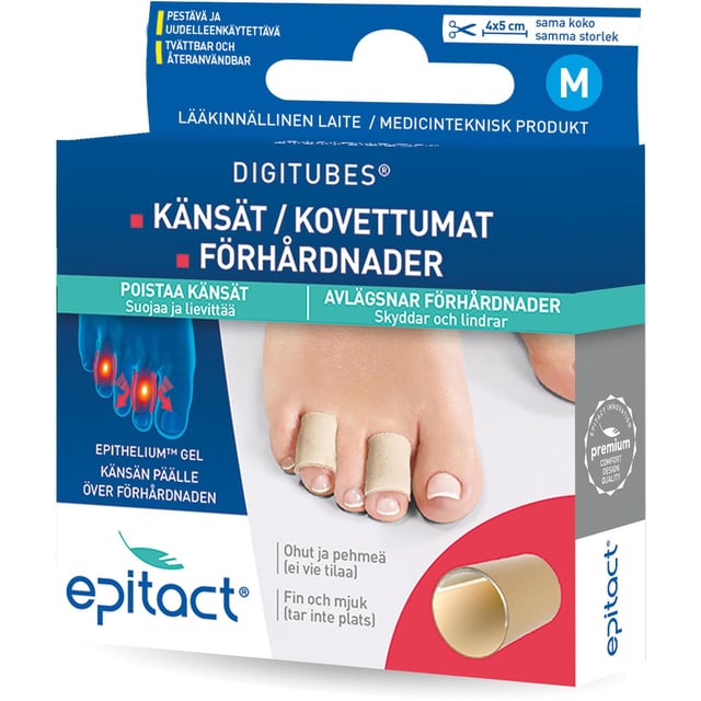 Epitact Digitubes Tåskydd M 4st | Hudvård - Händer & fötter - Fotvård - Förhårdnader & sprickor,Hudvård - Händer & fötter - Tillbehör händer & fötter,Hjälpmedel & säkerhet - Tåskydd | Apoteka