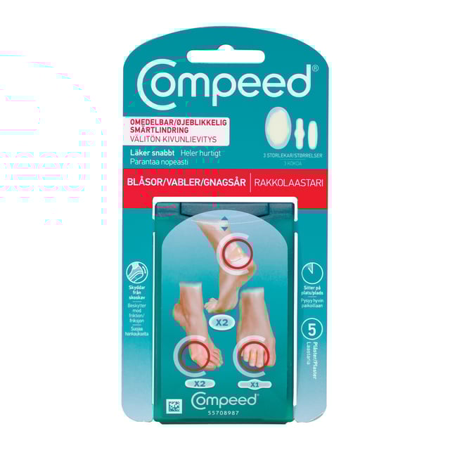 Compeed Skavsårsplåster Mixpack 5 st | Sår, bett & stick - Sår - Plåster - Skavsårsplåster,Hudvård - Händer & fötter - Skavsårsplåster | Apoteka