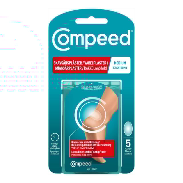 COMPEED Skavsårsplåster Medium 5 st | Sår, bett & stick - Sår - Plåster - Skavsårsplåster,Hudvård - Hudbesvär - Skavsår,Hudvård - Händer & fötter - Skavsårsplåster | Apoteka