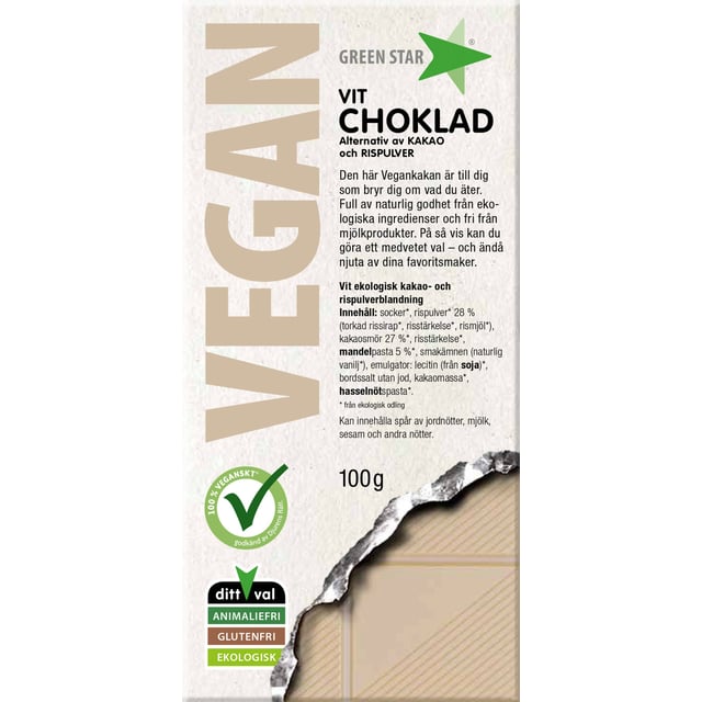 Green Star Vegan vit choklad EKO 100 g