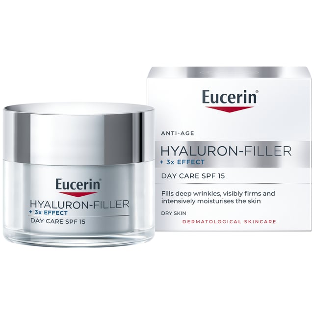 Eucerin Hyaluron-Filler + 3x Effect Day Care Dry Skin SPF15 50 ml | Hudvård - Ansiktsvård - Anti-age - Anti-age-kräm,Hudvård - Ansiktsvård - Ansiktskräm - Dagkräm,Hudvård - Ansiktsvård - Ansiktskräm - Dagkräm med SPF | Apoteka