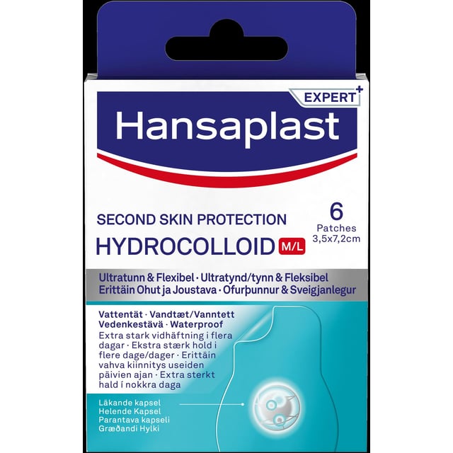 Hansaplast Hydrocolloid M/L 6 st | Sår, bett & stick - Sår - Plåster - Universalplåster | Apoteka